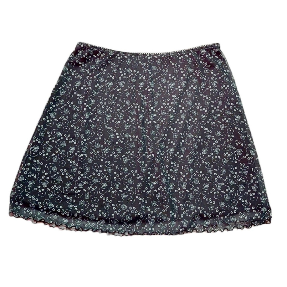 Abound Black Floral Mini Skirt
